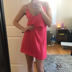 TOPSHOP hot pink mini slip dress